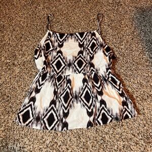 Glam American Made Tank Top Sleeveless Diamond Print Casual‎ Top Size S